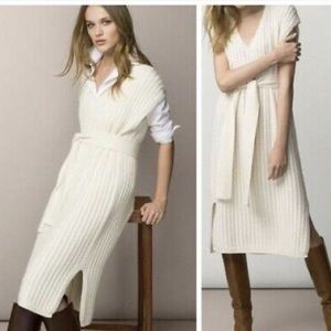 Massimo Dutti, Ivory Midi Belted Dress, Size XS